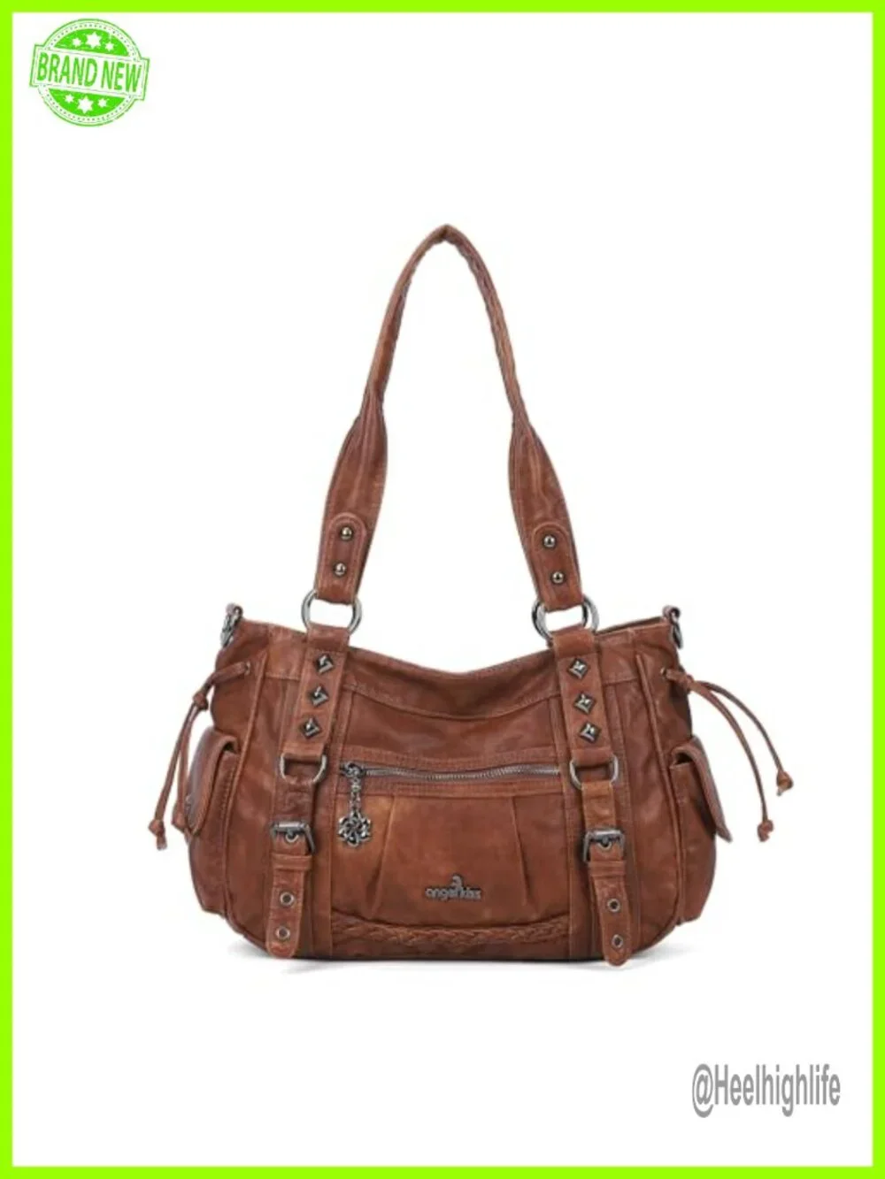Multi Pocket Retro Hobo Handbag Satchel Tote Vegan Leather